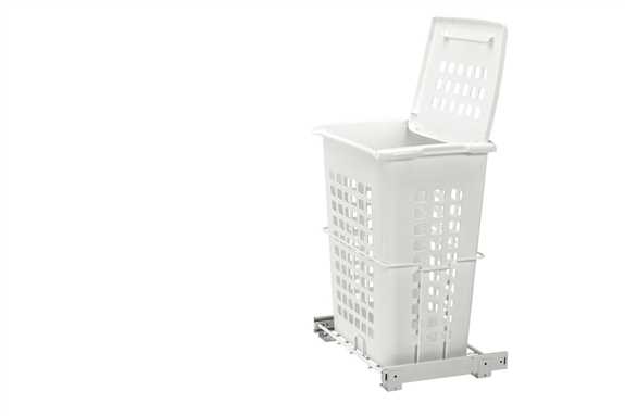 Hamper Bottom Mount Wire with Polymer Bin/Lid - White